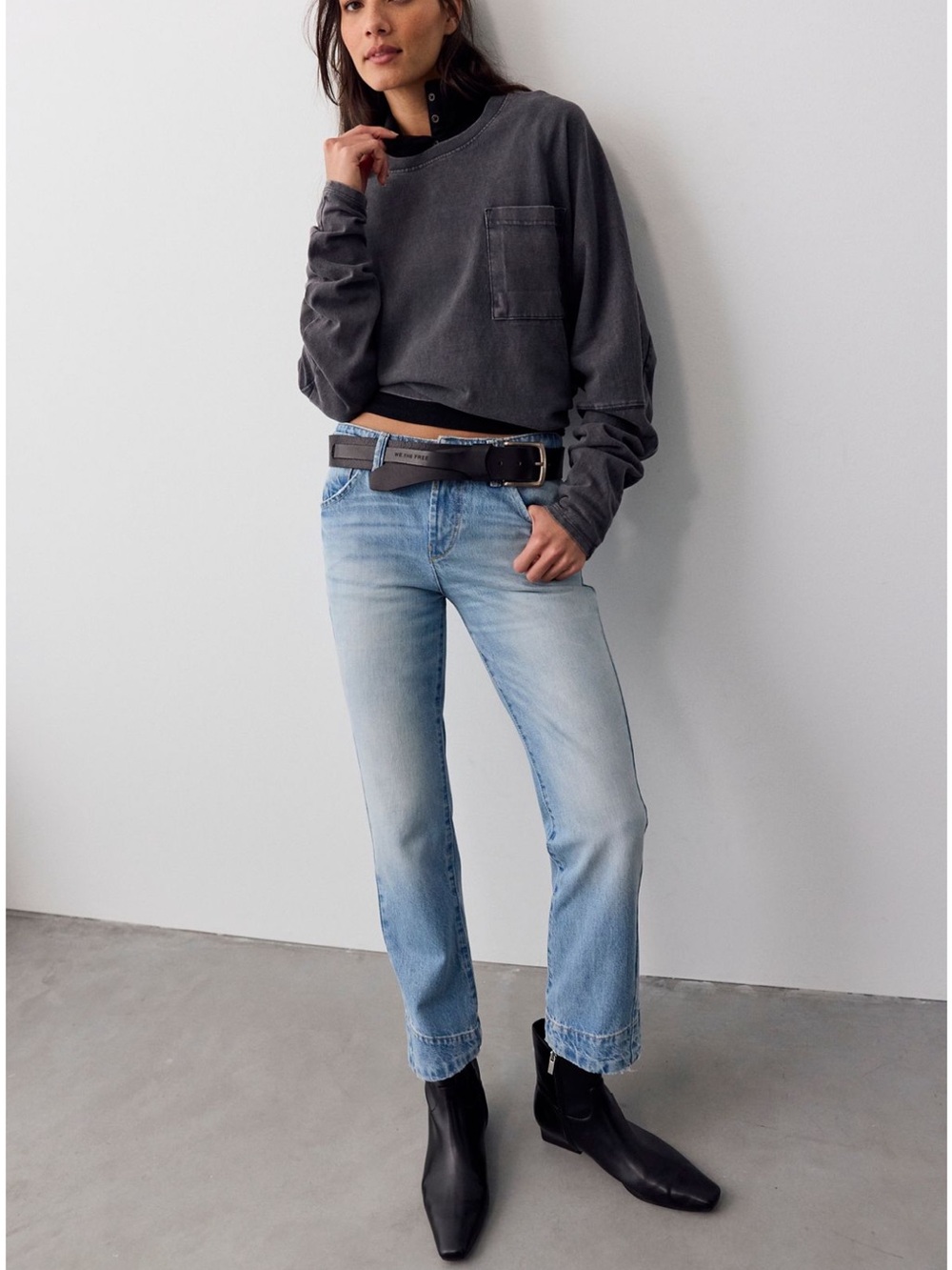 Free People We The Free Leona Low-Rise Twisted Slim Jeans 28 NWT Skipper Denim
